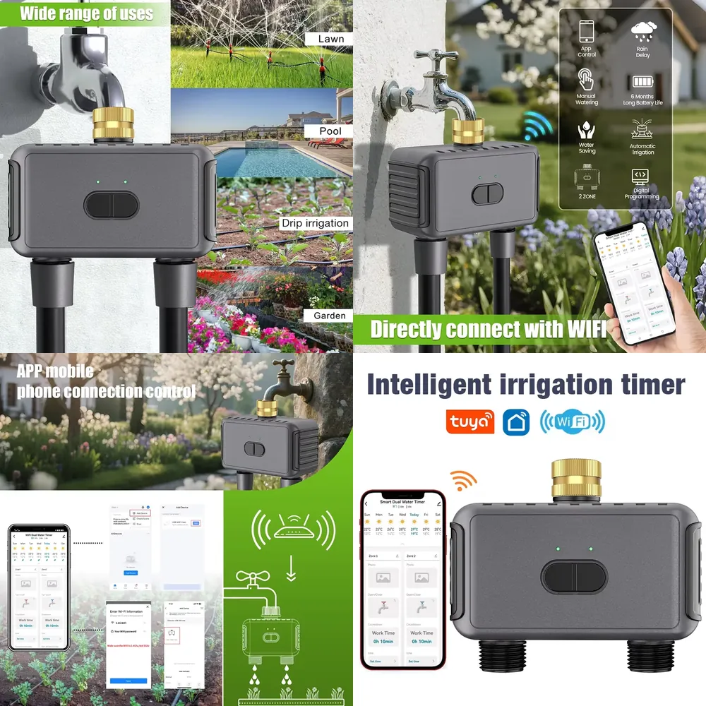 Wifi Irrigation Timer - WAP01 WLAN-App-gesteuerter Doppel-Schlauch-Bewässerungstimer, intelligenter Timer mit