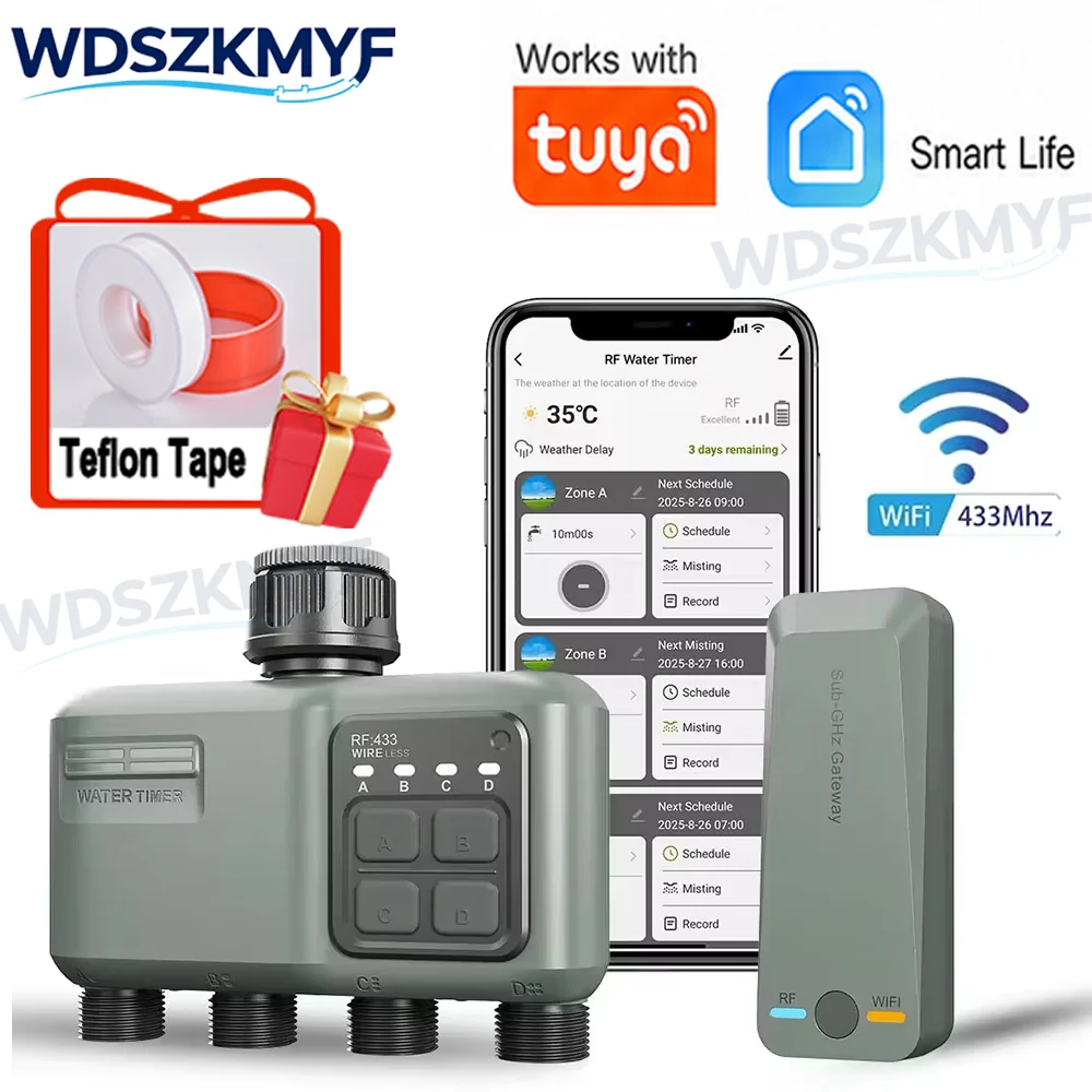 Wifi Irrigation Timer - WLAN RF433 Smart Garten-Sprinkler-Wassertimer 4-Ausgang Automatischer