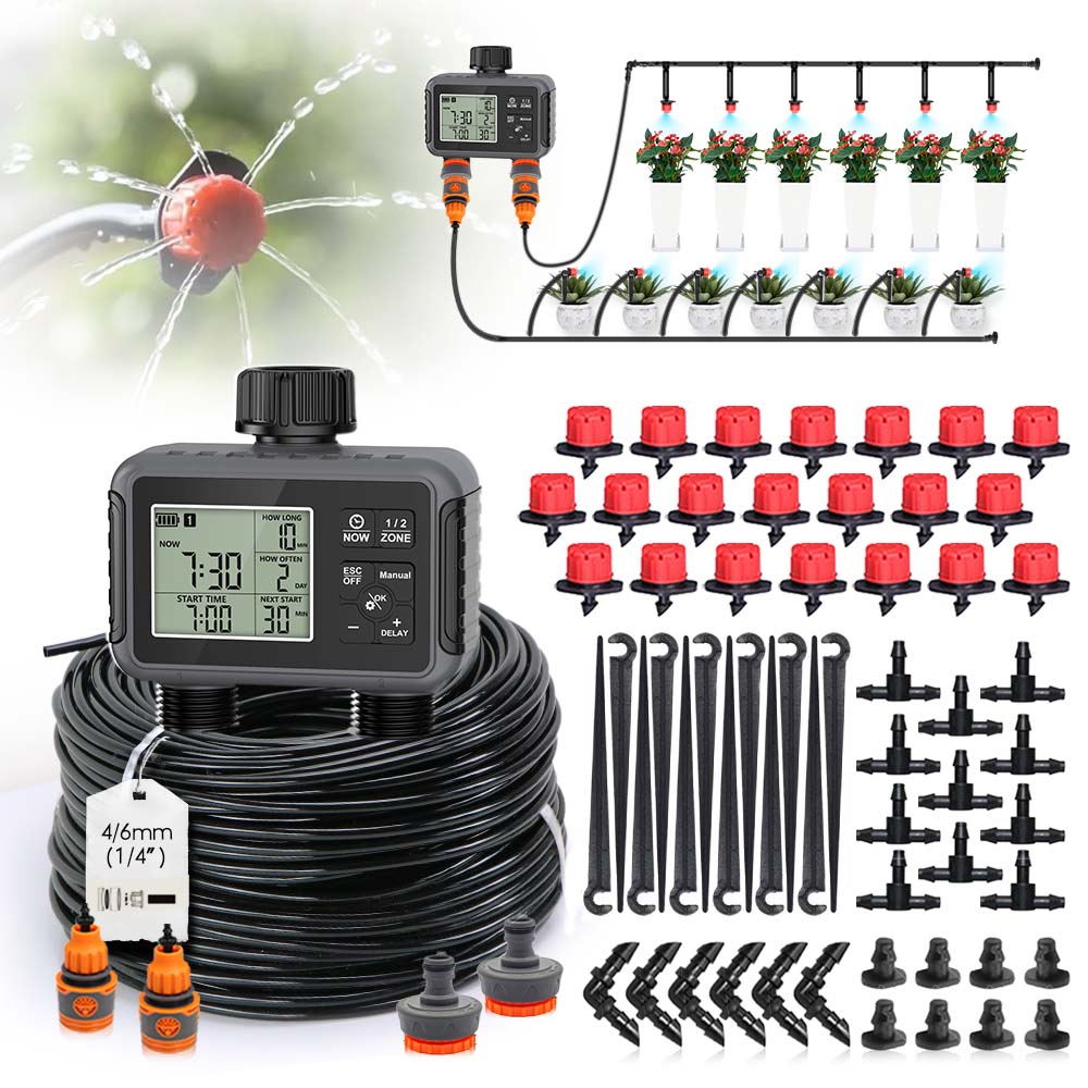 Smart Garden Sprinkler - Duale Zonen Unabhängige LCD-Anzeige Gartenbewässerungstimer Automatisches