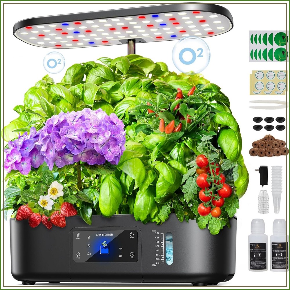 Hydroponic Grow Pod - 12-Pod Indoor-Hydroponik-Garten mit LCD & Wachstumsbeleuchtung,