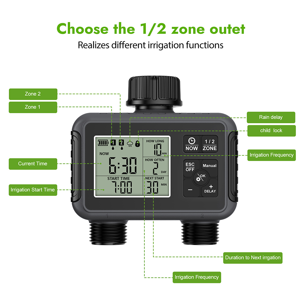 Duale Zonen Unabhängige LCD-An – Smart Garden Sprinkler Bewertung und Preis